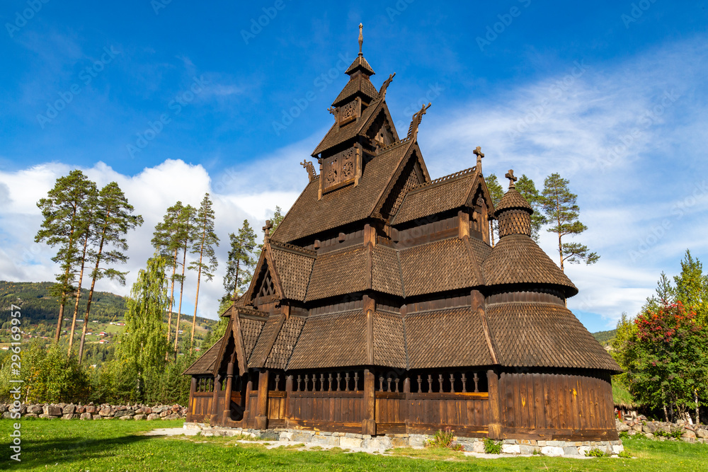 Wooden Gol Stave Church, Norway. - obrazy, fototapety, plakaty 