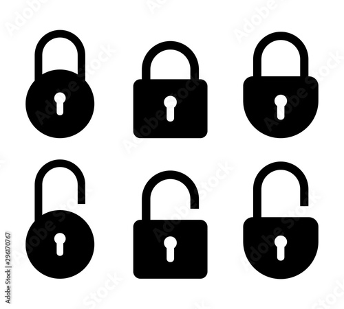 Set of lock and unlock icon. Vector symbol on white background.