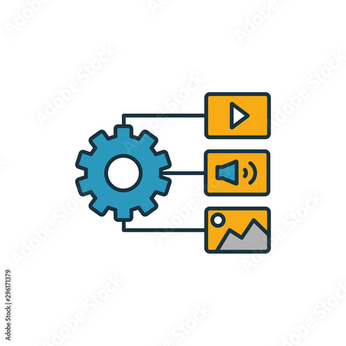 Media Plan icon set. Four elements in diferent styles from content icons collection. Creative media plan icons filled, outline, colored and flat symbols