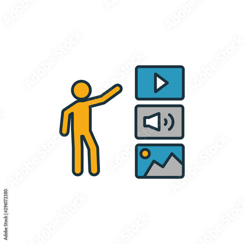 Curation icon set. Four elements in diferent styles from content icons collection. Creative curation icons filled, outline, colored and flat symbols