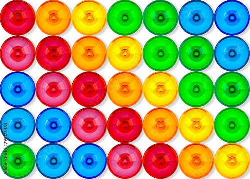 Obraz na płótnie Colorful circles of rainbow color on white background. w salonie