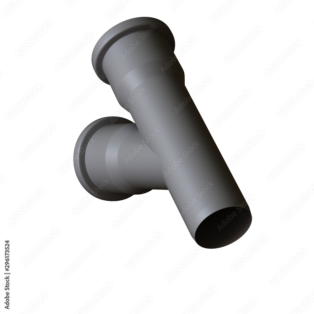Plastic sewer pipe grey on white background, isolated. 3D rendering of excellent quality in high resolution. It can be enlarged and used as a background or texture. Plastic sewer pipe grey on white background, isolated. 3D rendering of excellent quality in high resolution. It can be enlarged and used as a background or texture.
