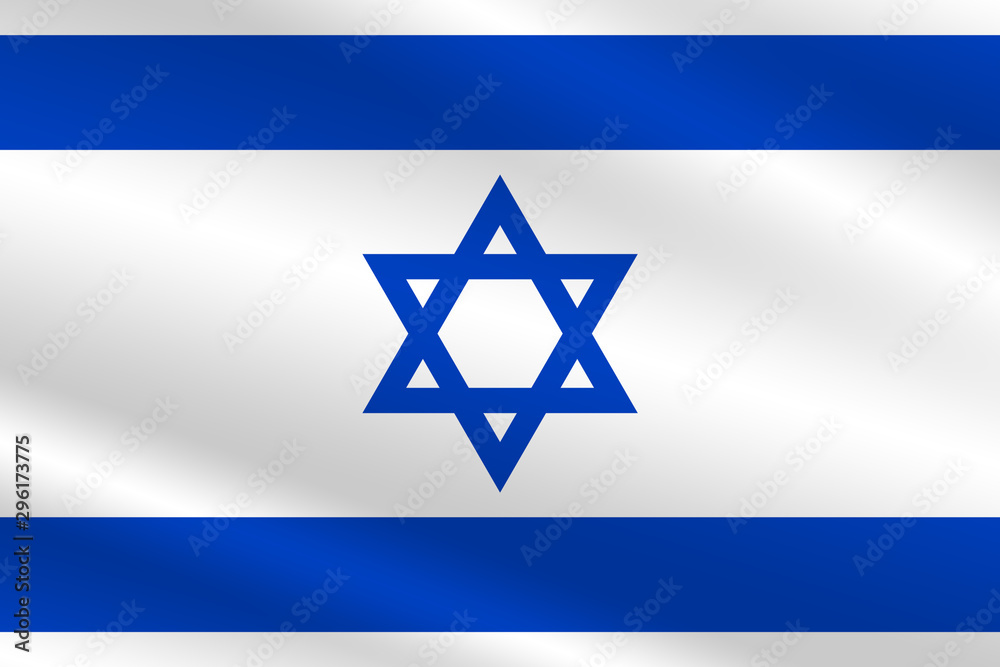 Israel flag on waving material Israel flag on waving material