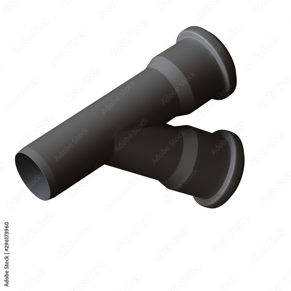 Plastic sewer pipe grey on white background, isolated. 3D rendering of excellent quality in high resolution. It can be enlarged and used as a background or texture. Plastic sewer pipe grey on white background, isolated. 3D rendering of excellent quality in high resolution. It can be enlarged and used as a background or texture.