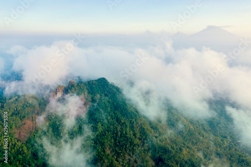 Beautiful clouds and fog among mountain summit