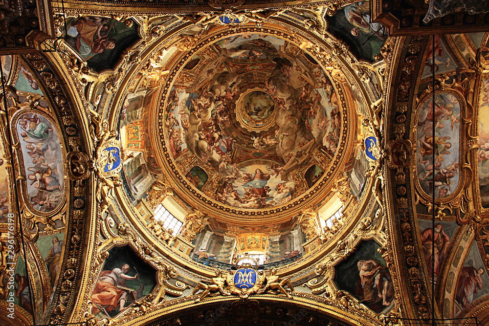 Cupola dome  of Santissima Annunziata del Vastato, Catholic church in Genoa, Italy