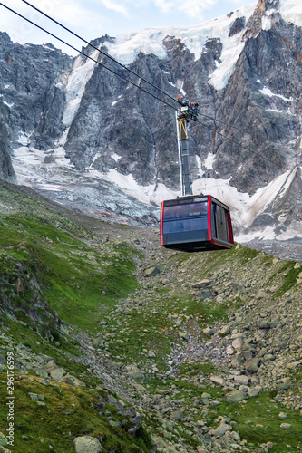 Cable car to Aiguille du Midi. Chamonix, Mont Blanc Massif, France