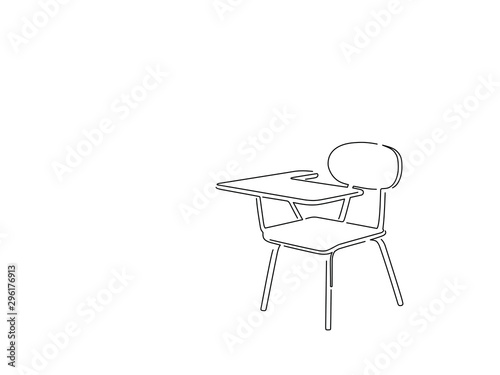 School desk isolated line drawing, vector illustration design. Education collection.