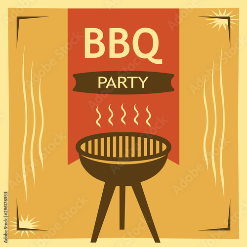 grilled bbq party icon style for invitation car or flyer or poster.Vector illustration