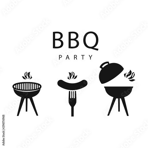 grilled bbq party icon style for invitation car or flyer or poster.Vector illustration