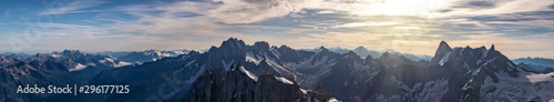 Panorama of highest peaks of Mont Blanc massif