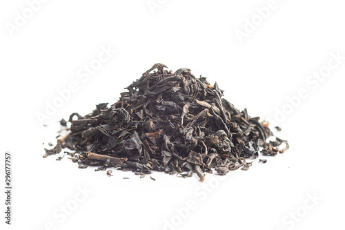 Dried black tea leaves.