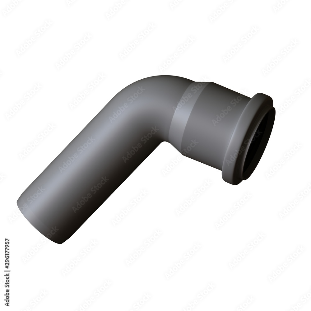 Plastic sewer pipe grey on white background, isolated. 3D rendering of excellent quality in high resolution. It can be enlarged and used as a background or texture. Plastic sewer pipe grey on white background, isolated. 3D rendering of excellent quality in high resolution. It can be enlarged and used as a background or texture.