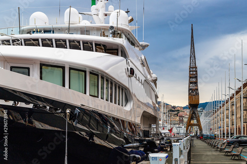 Luxury yacht in the port of Genoa