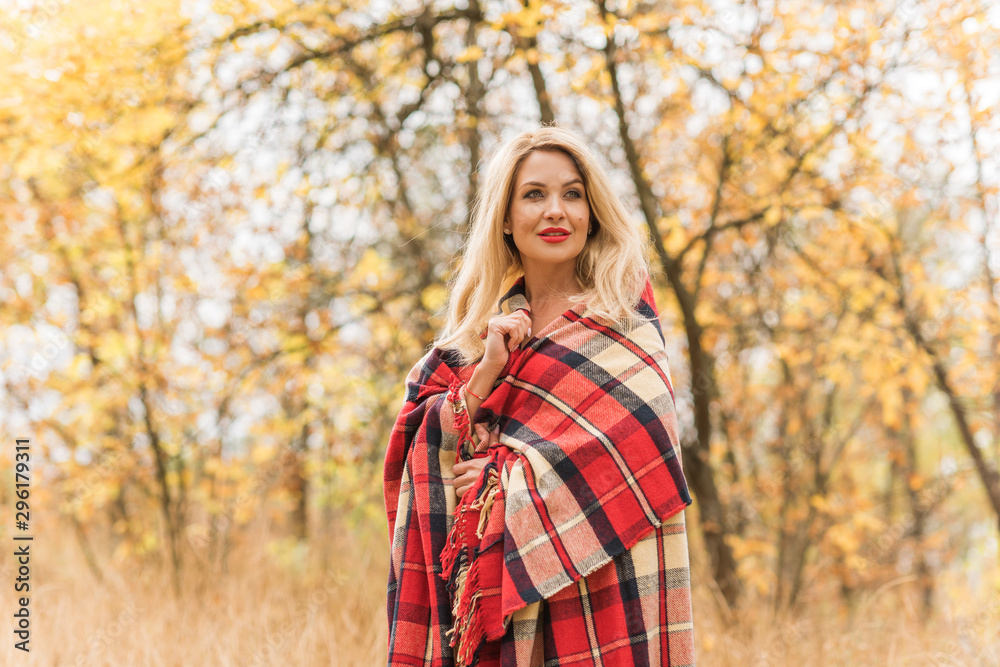 Fashionable woman in autumn time, portrait of sensuality nice woman Fashionable woman in autumn time, portrait of sensuality nice woman