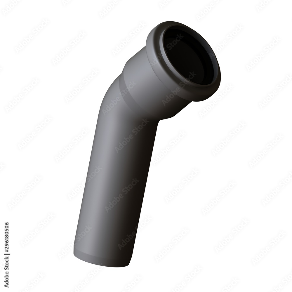 Plastic sewer pipe grey on white background, isolated. 3D rendering of excellent quality in high resolution. It can be enlarged and used as a background or texture. Plastic sewer pipe grey on white background, isolated. 3D rendering of excellent quality in high resolution. It can be enlarged and used as a background or texture.