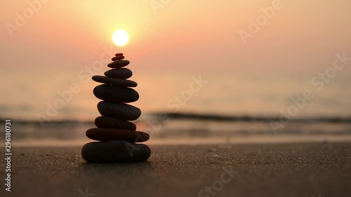 zen stones on the beach