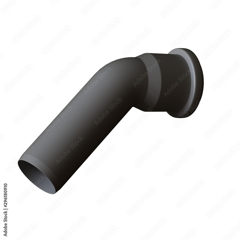 Plastic sewer pipe grey on white background, isolated. 3D rendering of excellent quality in high resolution. It can be enlarged and used as a background or texture.
