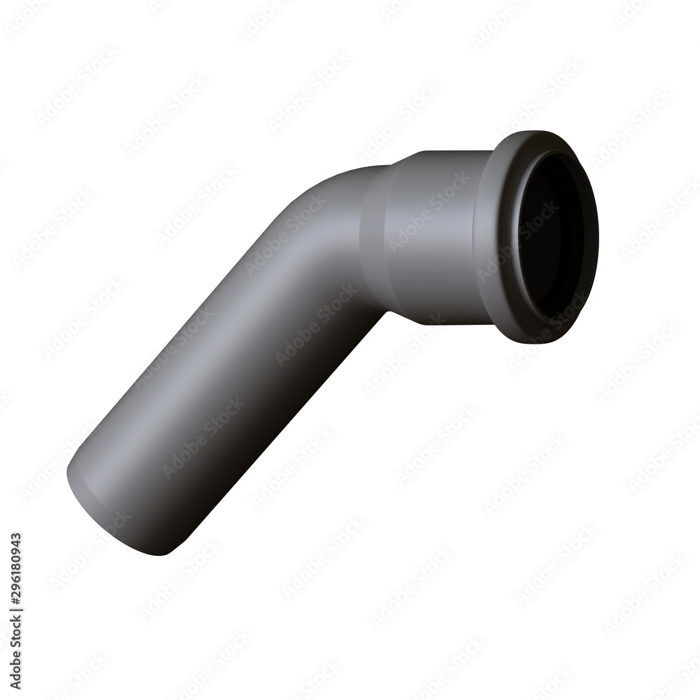 Plastic sewer pipe grey on white background, isolated. 3D rendering of excellent quality in high resolution. It can be enlarged and used as a background or texture. Plastic sewer pipe grey on white background, isolated. 3D rendering of excellent quality in high resolution. It can be enlarged and used as a background or texture.