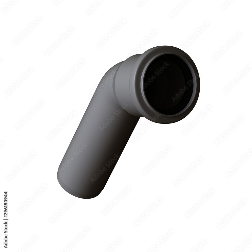 Plastic sewer pipe grey on white background, isolated. 3D rendering of excellent quality in high resolution. It can be enlarged and used as a background or texture. Plastic sewer pipe grey on white background, isolated. 3D rendering of excellent quality in high resolution. It can be enlarged and used as a background or texture.