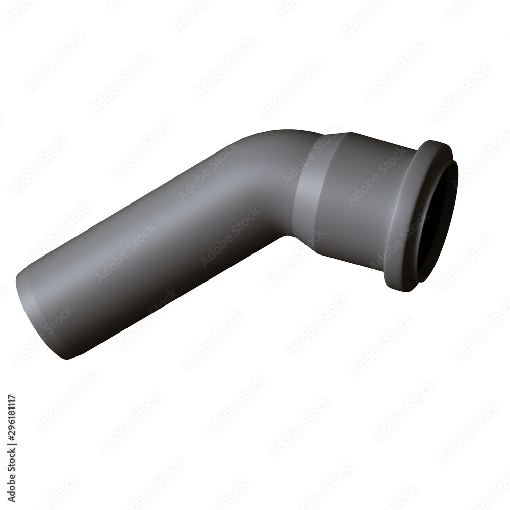 Plastic sewer pipe grey on white background, isolated. 3D rendering of excellent quality in high resolution. It can be enlarged and used as a background or texture. Plastic sewer pipe grey on white background, isolated. 3D rendering of excellent quality in high resolution. It can be enlarged and used as a background or texture.