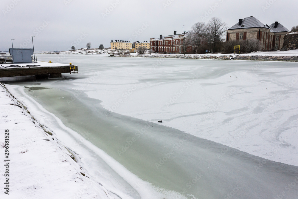 Obraz premium Helsinki, Finland. Walls and fortifications of the fortress island of Suomenlinna. A World Heritage Site since 1991