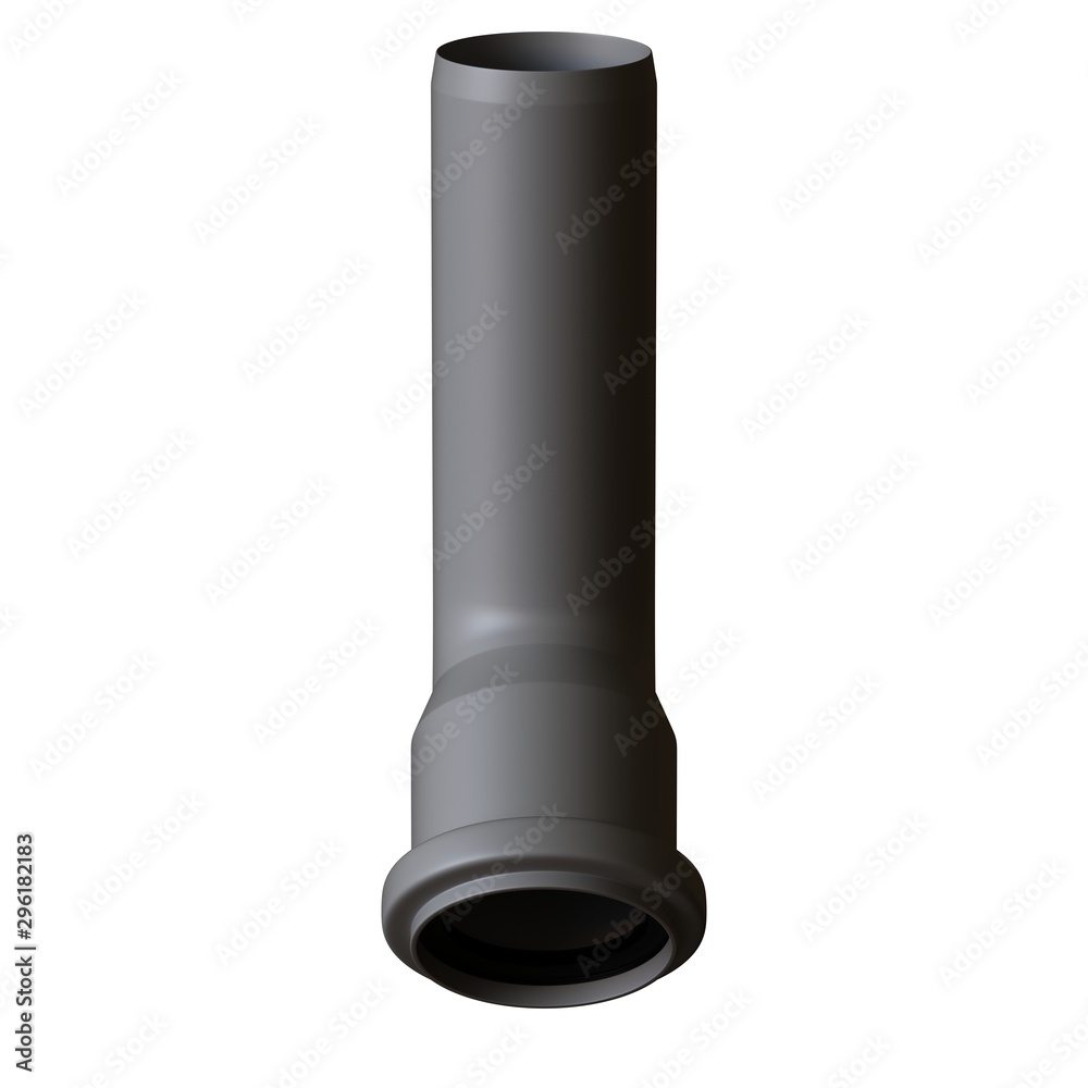 Plastic sewer pipe grey on white background, isolated. 3D rendering of excellent quality in high resolution. It can be enlarged and used as a background or texture. Plastic sewer pipe grey on white background, isolated. 3D rendering of excellent quality in high resolution. It can be enlarged and used as a background or texture.