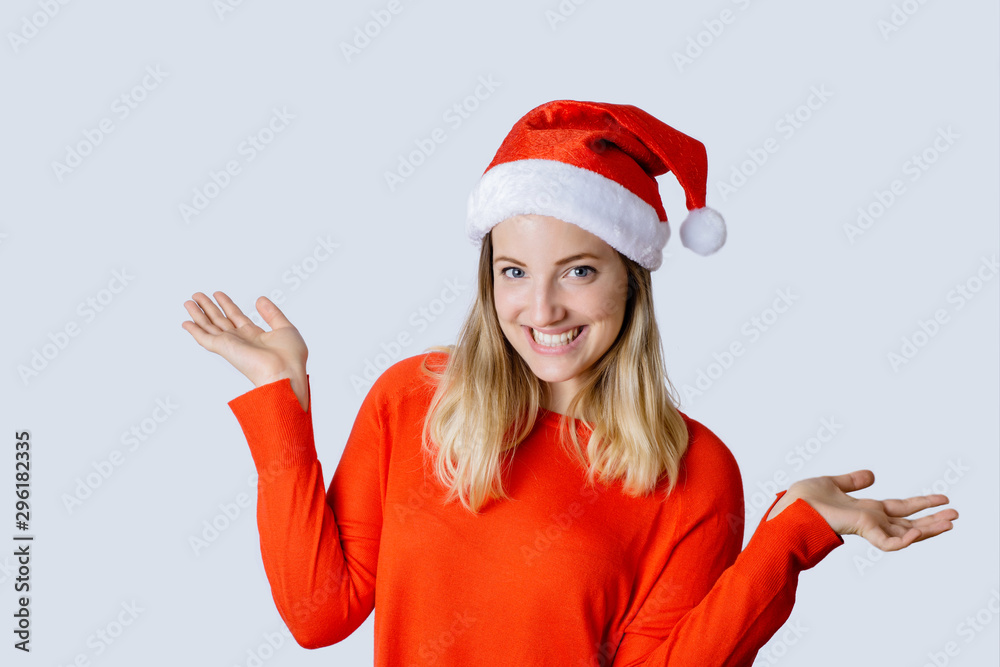 Young woman with christmas hat Young woman with christmas hat
