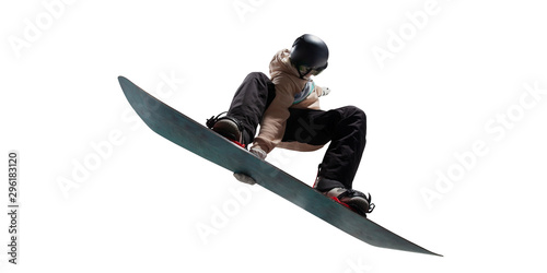 Snowboarding isolated on white.