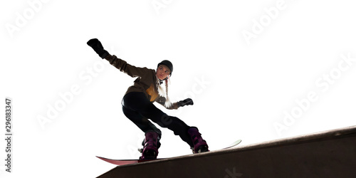 Snowboarding isolated on white.