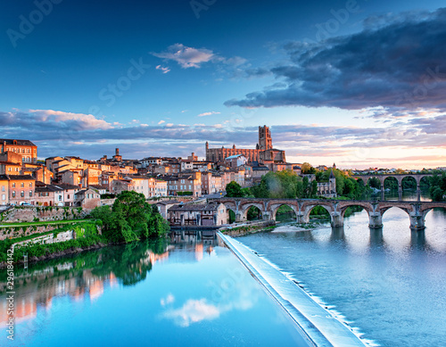 View on the old town of Albi in the morning