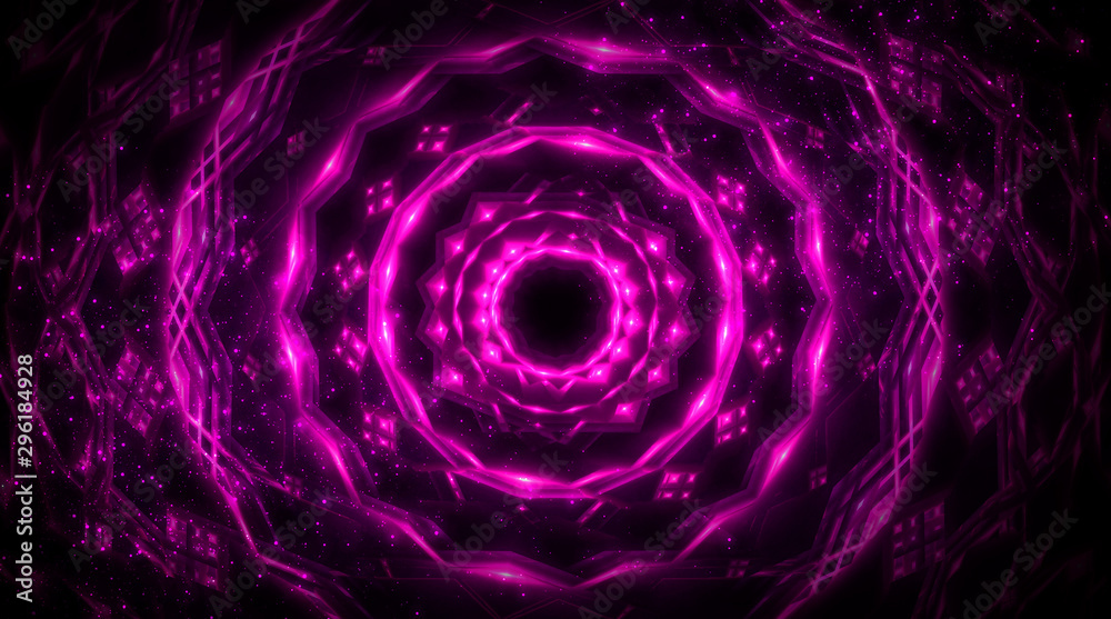Dark abstract futuristic background. Neon lines, glow. Neon lines, shapes. Pink and blue glow. Dark abstract futuristic background. Neon lines, glow. Neon lines, shapes. Pink and blue glow.