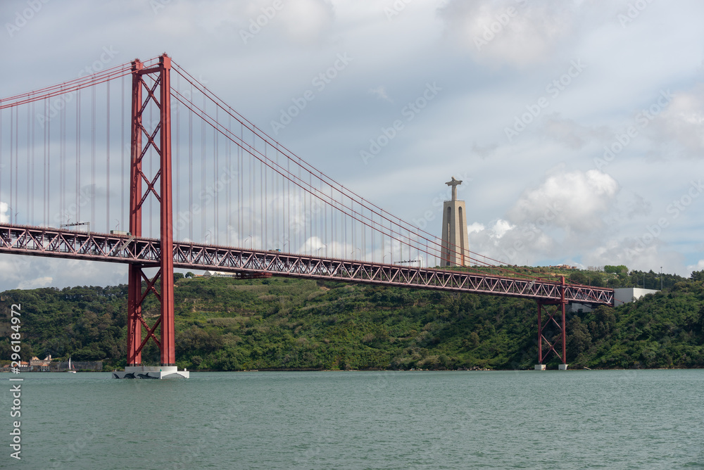 Naklejka premium The 25 April Bridge in Lisbon, Portugal