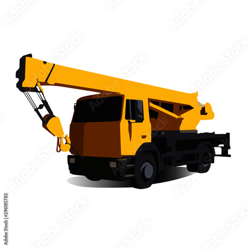 crane truck realistic vector illustration isolated