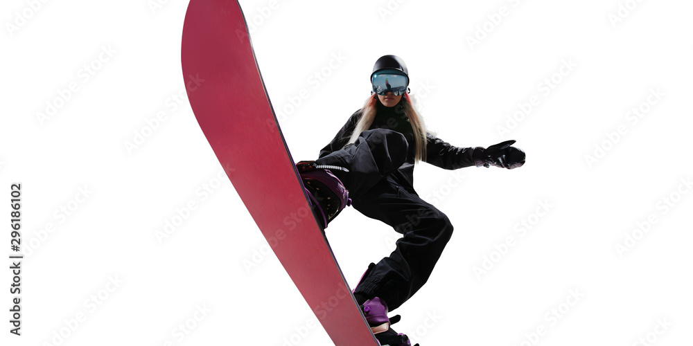 Obraz premium Snowboarding isolated on white.