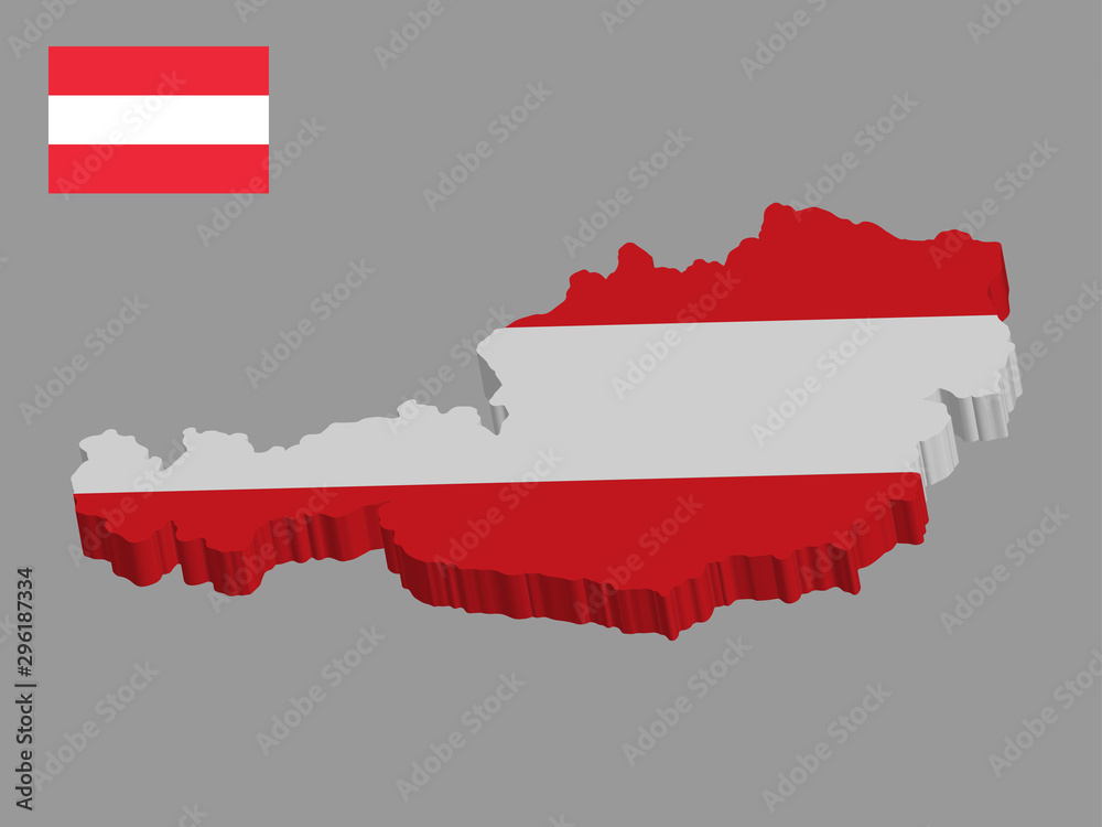 Fototapeta premium 3D Austria Map and Flag Vector illustration eps 10