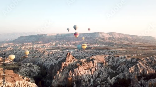 Capadokia turkey air balloon morning sunrise mood colourful, holiday, christmas, birds eye, tourism,  photo