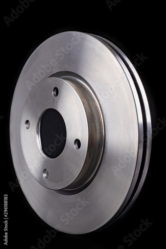Steel brake discs for a passenger car. New spare parts for car repairs.