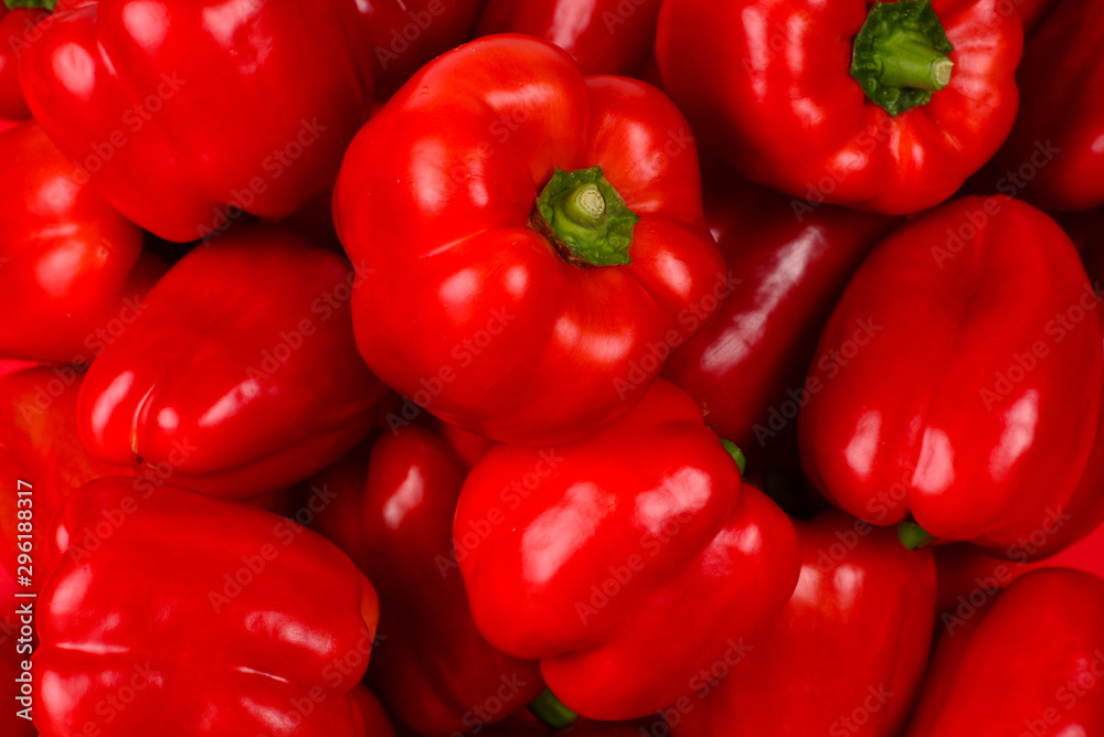 Fresh red bell pepper background. Fresh red bell pepper background.