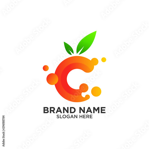 orange with letter C logo design