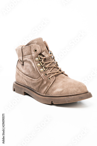 brown leather boots isolated on white background