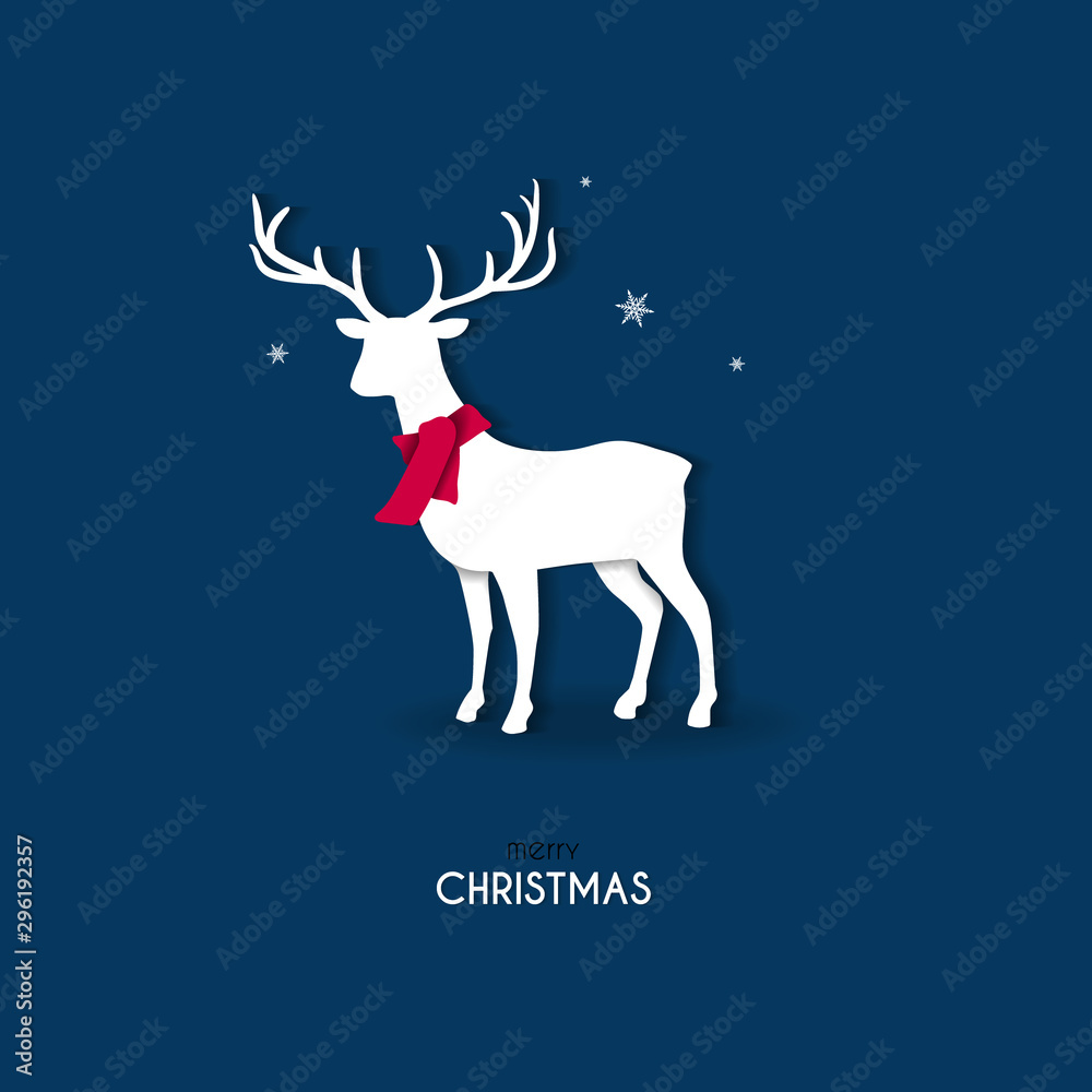 Christmas greeting card with isolated reindeer on blue background Christmas greeting card with isolated reindeer on blue background