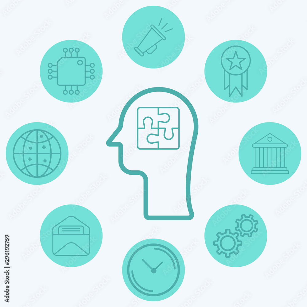 Head with puzzle vector icon sign symbol Head with puzzle vector icon sign symbol