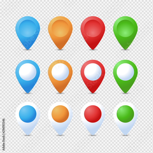 Free Download Location pins set. Marker 3D. Map pointer pin vector set isolated. Web location point, pointer 3d arrow mark - GFXLoad
