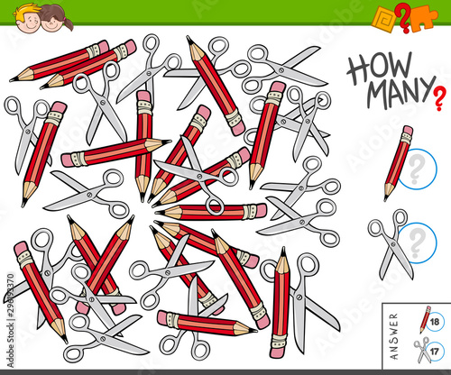 how many pencils and scissors educational task