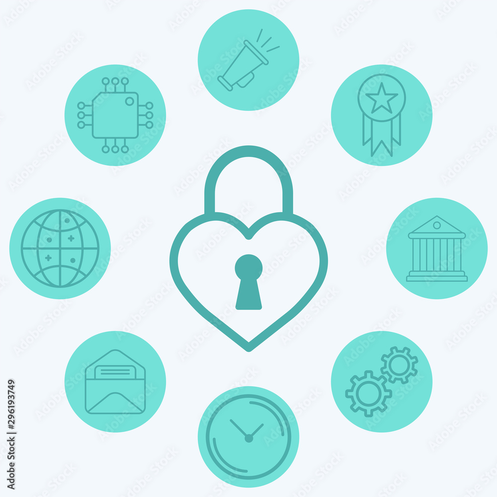 Heart padlock vector icon sign symbol