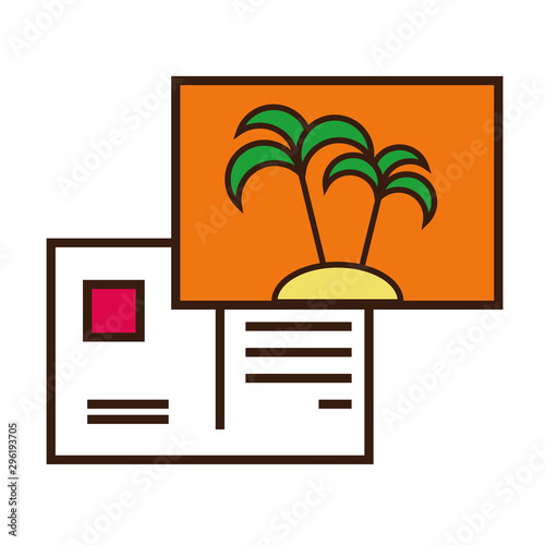 Palm tree letter of summer season line and fill design