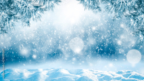 winter background of free space and snowflakes decoration  © magdal3na