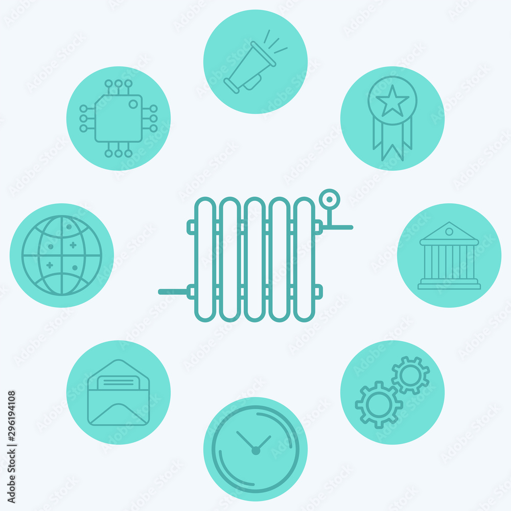 Heating radiator vector icon sign symbol Heating radiator vector icon sign symbol