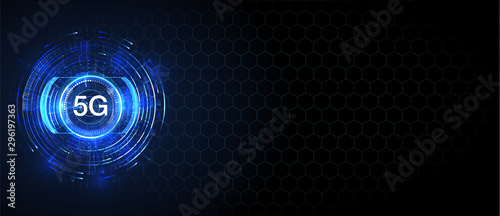 5G new wireless internet wifi connection. Big data binary code flow numbers.  Global network high speed innovation connection data rate technology vector illustration